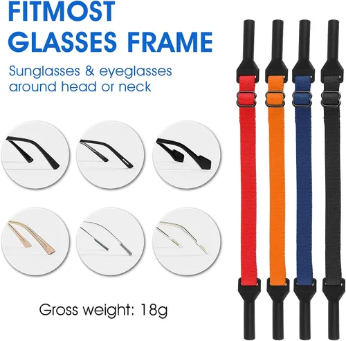Vista 3 de Amabro Adjustable Glasses Straps, 4 PCS Universal Eyewear Retainer Lanyards No Tail for Men, Women, Kids