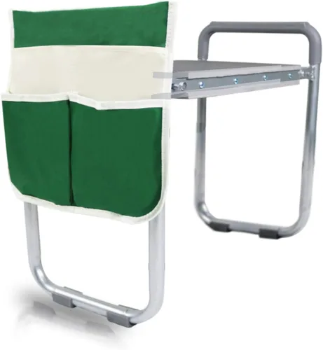 Vista 10 de BESTHLS Rodillero y asiento de jardín, taburete plegable resistente con almohadilla gruesa, bolsa de herramientas, capacidad de 330 libras, soporte