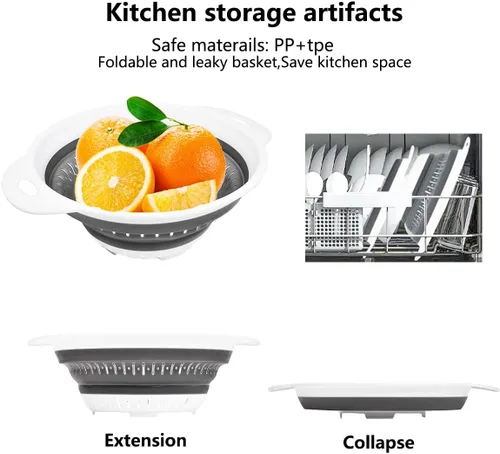 Vista 8 de Colador y colador plegable, coladores de silicona y coladores de alimentos, para verduras y frutas, esenciales de cocina