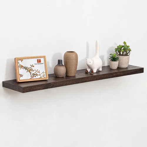 Vista 45 de Estantes flotantes para decoración de pared, estantes rústicos de madera recuperada de 24 x 8 pulgadas, estantes de montaje en pared resistentes