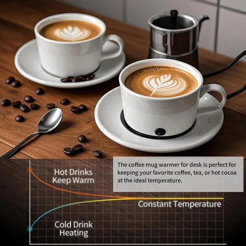 Vista 6 de Calentador de tazas de café para escritorio, calentador de tazas multiusos para todas las botellas y tazas; calentador de tazas de calentamiento