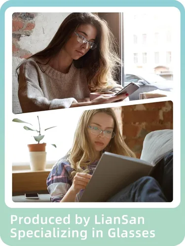 Vista 2 de LianSan Metal Zero Top - Gafas de lectura progresivas multienfoque para mujeres, con bloqueo de luz azul de medio borde, parte superior