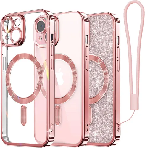 Vista 8 de Meifigno - Funda diseñada para el iPhone 16 Pro de 6.3", [Tarjeta de purpurina y correa para la muñeca] [Compatible con MagSafe]