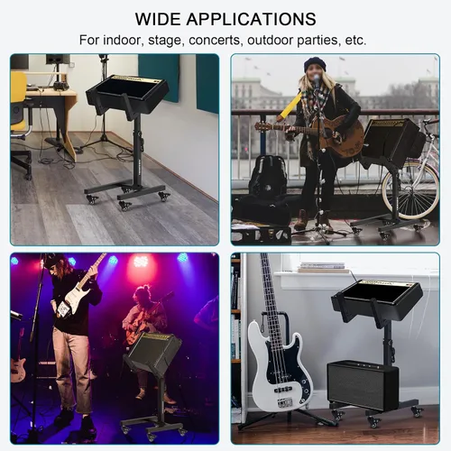Vista 7 de Vondynote Soportes para amplificador de guitarra, amplificador móvil ajustable, soporte trasero inclinable o amplificadores para altavoces, soportes