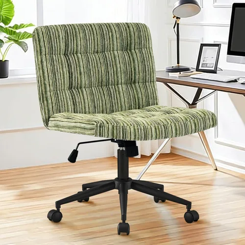 Vista 11 de Furnimart Silla de escritorio giratoria de 360° con tiras cruzadas, cojín extra grueso, silla de felpilla de alta calidad con patas cruzadas