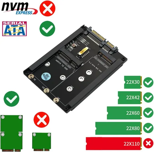 Vista 3 de HLT MSATA y B Key/B&M Key SSD 2 en 1 a SATA III de 2.5" con soporte de marco - Conserva mSATA SSD como unidad SATA de 0.276 in 2.5