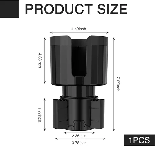 Vista 2 de QODOLSI Pack-1 Soporte de tazas para conversión de coche, soporte para bebidas de 4.13" desde bocas pequeñas hasta grandes, base ajustable