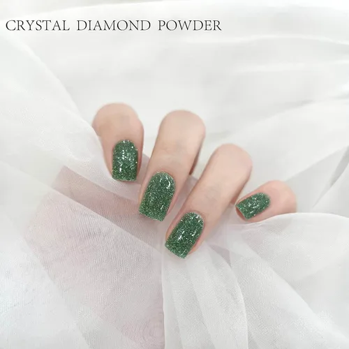 Vista 6 de Tiras de esmalte de uñas de gel con purpurina verde sin luz de uñas, calcomanías de lámpara de uñas, 20 tiras de manicura extra largas