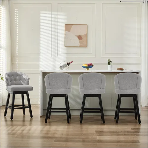 Vista 15 de Juego de 2 taburetes de bar giratorios de 29 pulgadas, taburetes de bar tapizados con respaldo, sillas modernas de altura de mostrador para isla