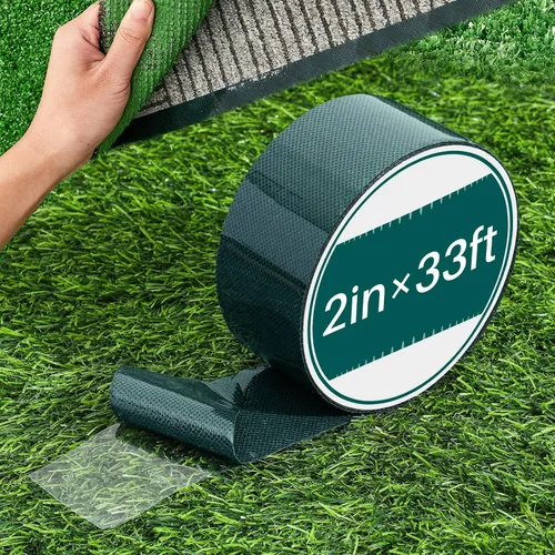Vista 9 de Gersoniel 2 rollos de cinta de césped de doble cara de 2 pulgadas x 16.5 pies para alfombra de césped artificial, cinta de césped artificial