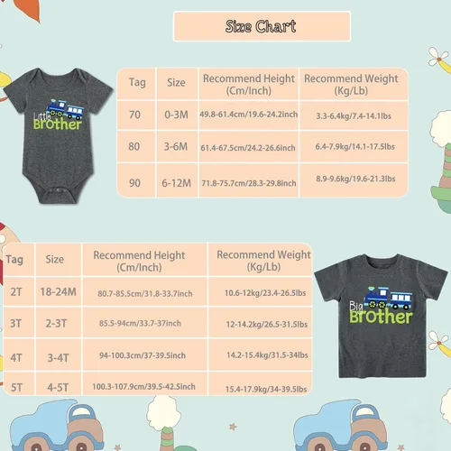 Vista 7 de Funnycokid Conjunto de camisetas a juego para hermano mayor, hermano pequeño, ropa de regalo para bebé
