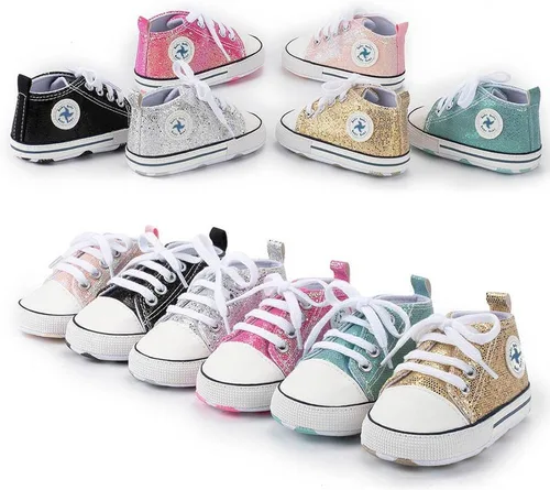 Vista 8 de Zapatos deportivos de lona de lona para bebés y niñas, suela antideslizante suave, suela antideslizante