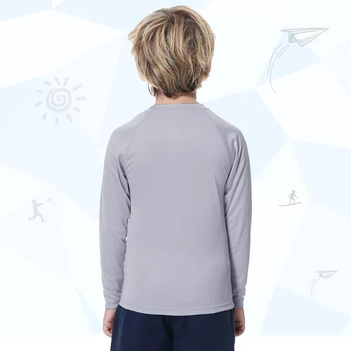 Vista 7 de MEETWEE Boys Boys Rash Guard Long Sleeve Girl UPF 50+ Sun Protection Shirt Swim Shirts Youth SPF Quick Dry Shirt Swimwear Sunsuits
