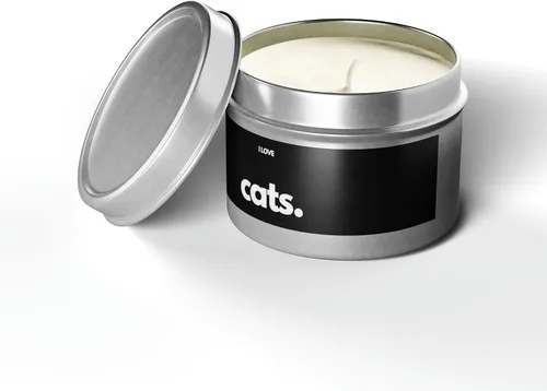 Vista 5 de Gatos, período. Vela de lata de soja de aromaterapia no tóxica de 4 onzas/plata/retiro de spa