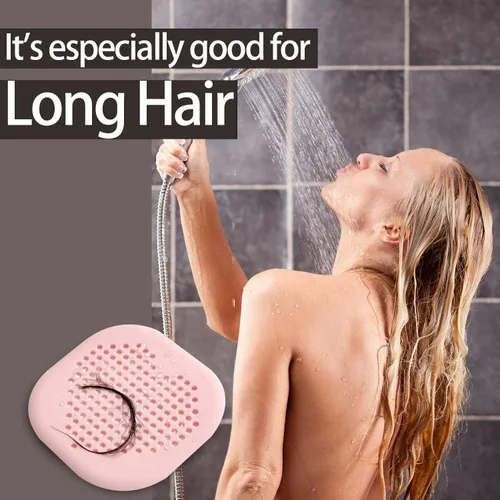 Vista 2 de Paquete de 2 recolectores de pelo para desagüe de ducha, accesorios de baño negros, cubierta de drenaje de silicona duradera con ventosas