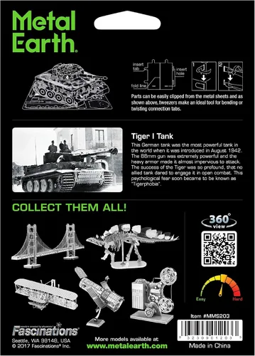 Vista 2 de Metal Earth Tiger 1 Tank, Plateado