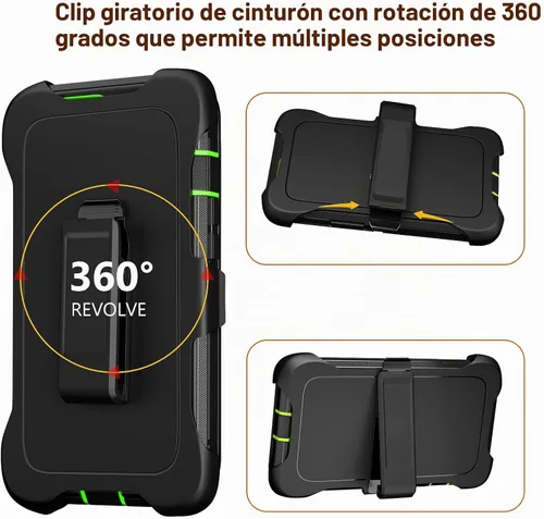 Vista 6 de Funda para iPhone 14 Pro Max de 6.7 pulgadas con clip para cinturón con 2 protectores de pantalla, 2 protectores de lente de cámara, cubierta