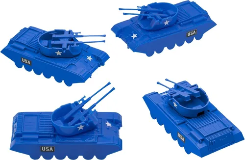 Vista 7 de BMC Classic Payton Anti-Aircraft Tanks - 4 piezas de vehículos de hombres del ejército de plástico negro
