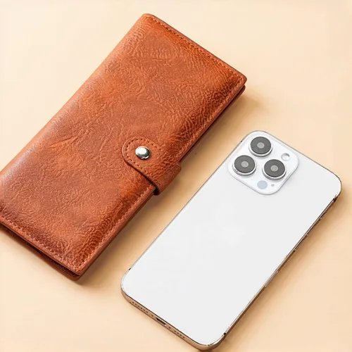 Vista 9 de Cartera delgada RFID para mujer, cartera delgada para mujer, tarjetero de cuero plegable con bolsillo con cremallera para ventana de identificación
