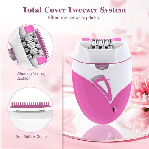 Vista 5 de Depiladora para mujeres, depiladora de deslizamiento suave, removedor de vello facial para mujeres con 2 velocidades y luz LED, depiladora eléctrica