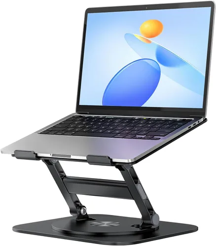 Vista 8 de MCHOSE Soporte para laptop con base giratoria de 360°, soporte plegable para computadora ajustable, diseño ergonómico compatible con MacBook Air