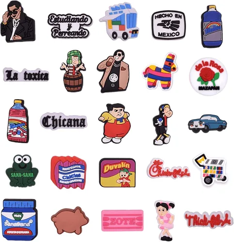 Vista 5 de 100Pcs Mexican Inspired Croc Decoration Charms-Mexican Shoe Charms for Croc Sandals, Mexican Croc Pins for Teen kids Adults Women Men Boys Girls