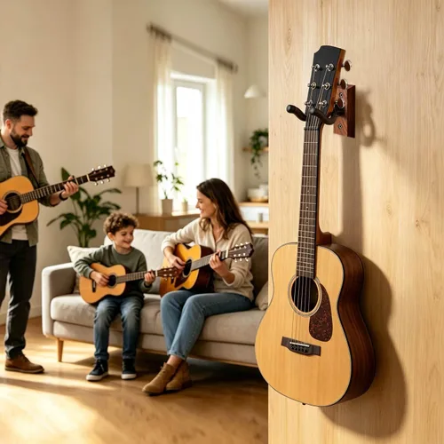 Vista 2 de Colgador de pared para guitarra, 2 piezas, gancho de madera de haya, soporte para guitarra Beech Wood