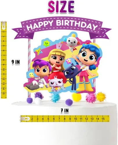 Vista 3 de Decoración de pastel True Rainbow Kingdom para decoraciones de fiesta de cumpleaños de dibujos animados