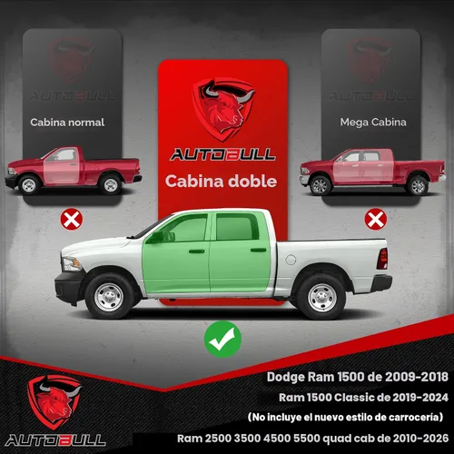 Vista 2 de Estribos de cabina doble compatibles con Dodge Ram 1500 2009-2018, Ram 2019-2024 1500 Classic (nuevo estilo de cuerpo no es compatible), Ram