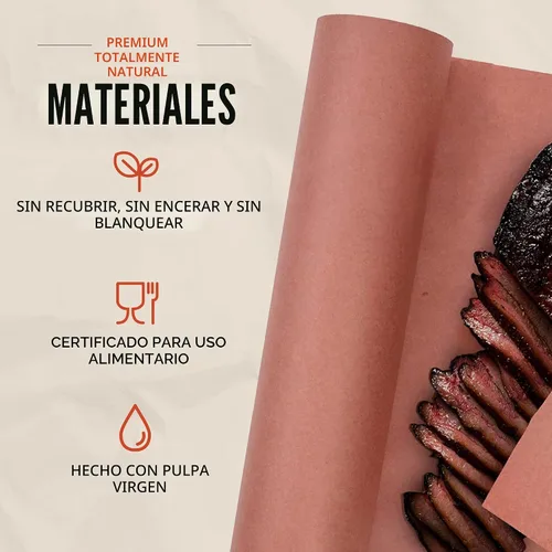 Vista 3 de Bryco Goods Rollo de papel de carnicero, sin blanquear, sin encerar, sin recubrimiento, apto para ahumar todas las variedades de carne, papel
