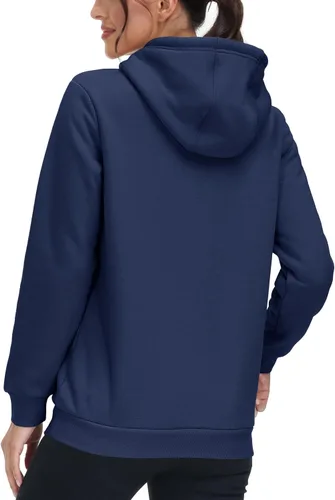 Vista 5 de MAGCOMSEN Sudaderas con capucha para mujer, con forro de sherpa, de vellón, para invierno, cálido, pesado, de algodón, con bolsillo