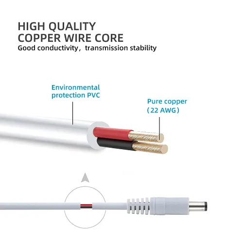 Vista 3 de Cable de extensión de alimentación de 60 pies, 0.217 in x 0.083 in, cable de enchufe macho a hembra de 12 voltios para cámaras de seguridad IP CCTV
