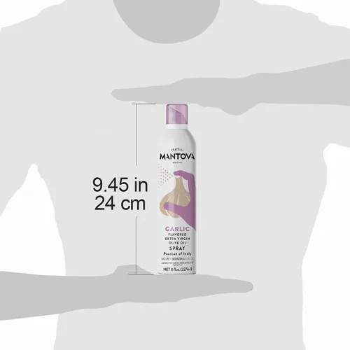 Vista 5 de Mantova Spray de aceite de oliva virgen extra con sabor a ajo, espray de cocina saludable para el corazón, perfecto para ensaladas, salsas de pasta