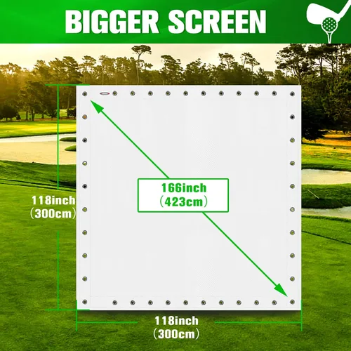 Vista 4 de aikeec Golf Simulator Impact Screen: 7mm Thickened hScreen for Indoor/Home/Garage Training - Ultra Clear Impact Screen with 32 pcs Grommets Holes