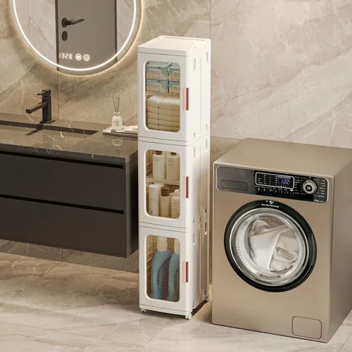 Vista 5 de CXCJAI Armario de almacenamiento estrecho con puertas y estantes, armario de cocina alto y delgado con estante ajustable, organizador de papel