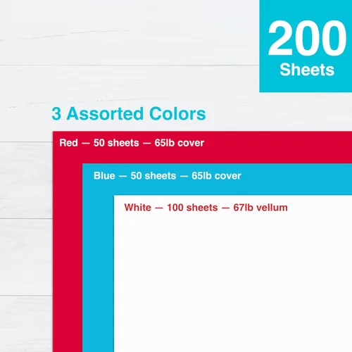 Vista 4 de PrintWorks Americana Cardstock 8.5 x 11 pulgadas – 200 hojas – Colores de cartulina rojo, blanco y azul – Ideal para proyectos escolares