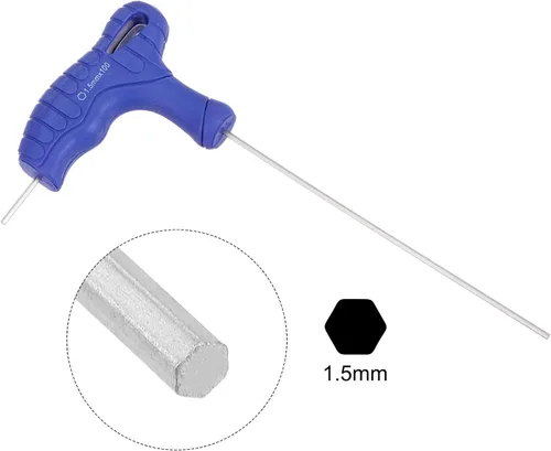Vista 3 de uxcell Llave inglesa de doble extremo con manija en T de llave hexagonal de 0.059 in, acero métrico CR-V