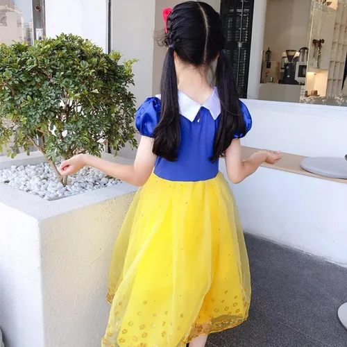 Vista 6 de GZ-LAOPAITOU Disfraz de blanco nieve para niñas, vestido de princesa blanco nieve con accesorios