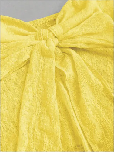 Vista 4 de SHENHE Top halter de encaje para mujer, nudo frontal, espalda descubierta, asimétrica, Y2k, coqueta, sin espalda, para salir