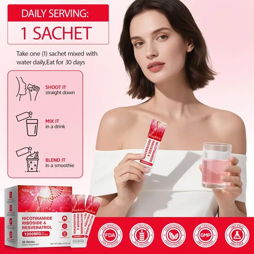 Vista 7 de Paquetes de suplemento líquido NAD+, 30 unidades, ribósido y resveratrol de nicotinamida premium, aumenta la energía celular y el envejecimiento