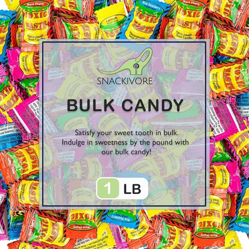 Vista 2 de Caramelos tóxicos de residuos a granel de 1 libra de paquete variado de caramelos agrios, caramelos súper ácidos, dulces más ácidos del mundo