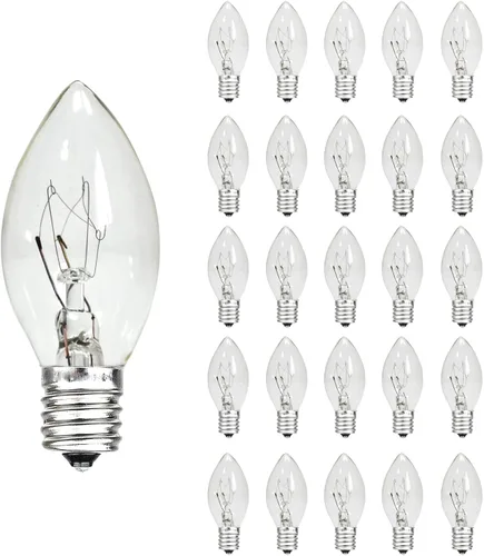 Vista 11 de Bombillas de repuesto C7, bombillas de Navidad multicolor, base de candelabro E12, incandescente de 5 vatios para luces de cadena al aire libre