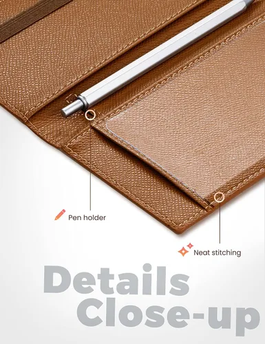 Vista 3 de Yarnic Funda para chequera personal, soporte para chequera con soporte para bolígrafo y divisor de plástico transparente integrado para cheques