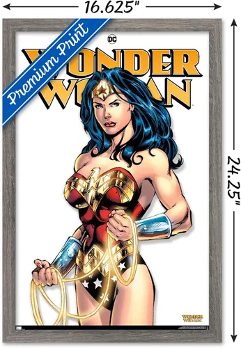 Vista 3 de Trends International DC Comics Wonder Woman - Póster de pared, 22.4 pulgadas de largo x 14.7 pulgadas, versión enmarcada de madera de granero