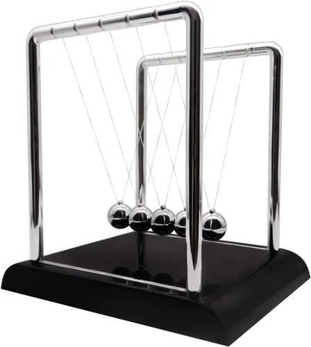 Vista 8 de Newtons Cradle Balance Balls, Swinging Balls with Black Base, Science Physics Accessories for Adults, Calm Down Fidgets Kit, Desk Ornament for