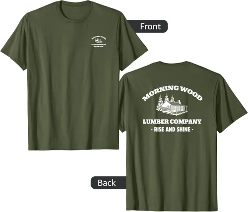 Vista 8 de Morning Wood Lumber Company - Camiseta con estampado de espalda delantera, Negro, S