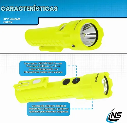 Vista 4 de Nightstick XPP-5422GM - Linterna de doble luz intrínsecamente segura con imanes-3 AA (no incluidos), verde, UL913, multicolor