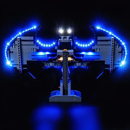 Vista 4 de Iluminación LED compatible con el logotipo de Batman LEGO 76330, solo luces, kit de luz compatible con LEGO 76330, no incluye