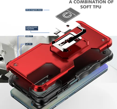 Vista 2 de Funda diseñada para Xiaomi Redmi Note 11 Pro con soporte giratorio, cubierta de cámara a prueba de caídas, protección de lente Shiled para Redmi