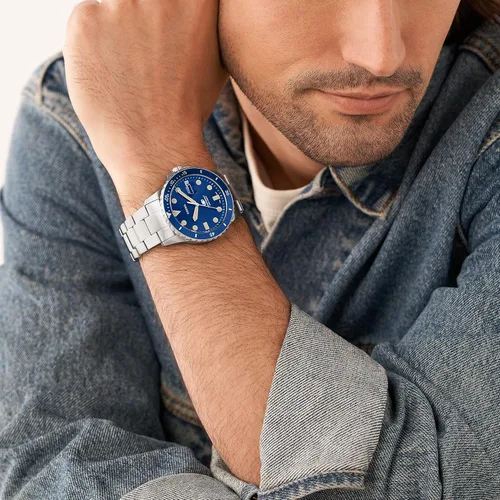 Vista 4 de Fossil Reloj casual de cuarzo azul para hombre inspirado en buceo